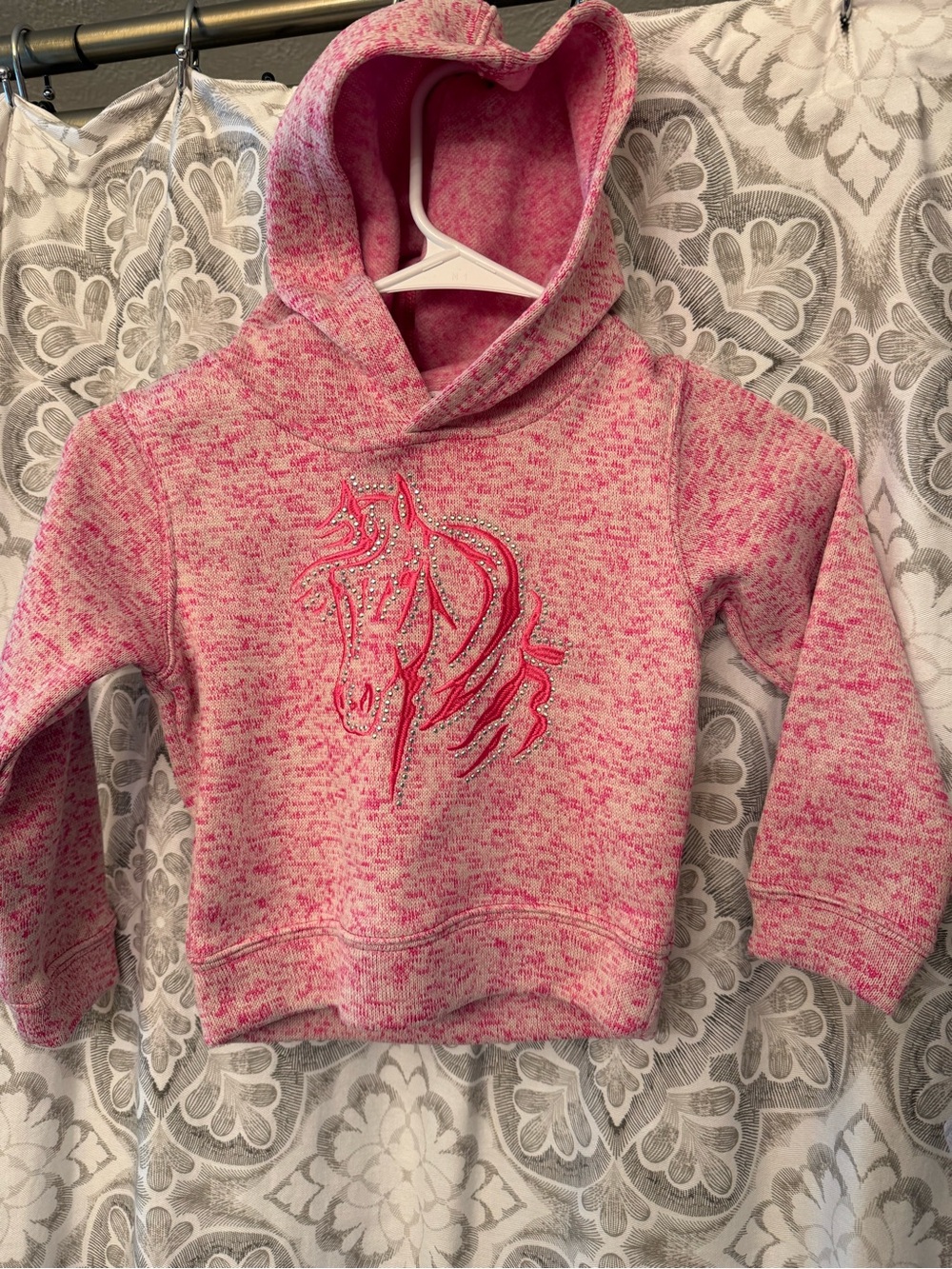 Girls' Cowboy Hardware Pink Hooded Sweatshirt with Horse Graphic